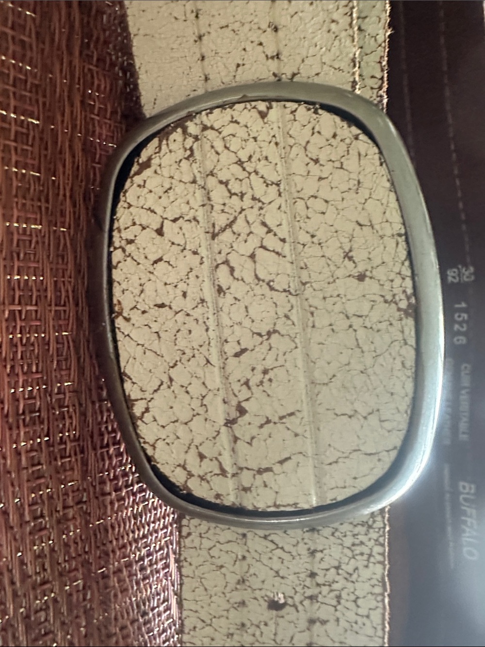i jeans by Buffalo Cream and Brown Leather Belt with Silver Buckle